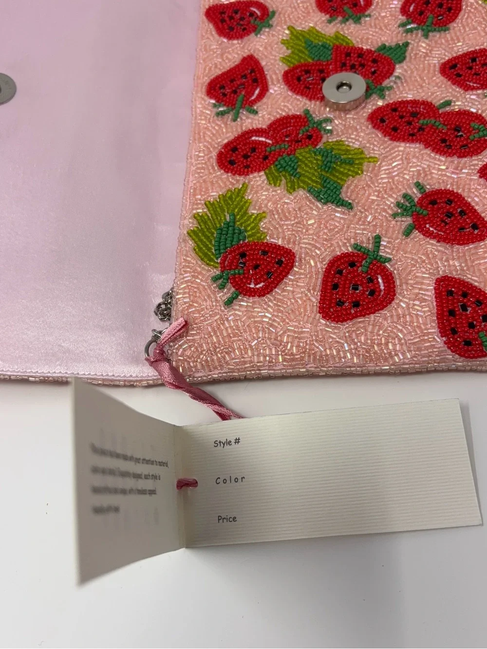 Pink Strawberry Beaded Tianany Clutch